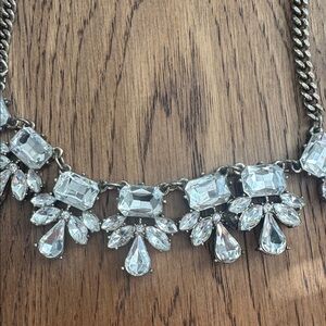 Loft Crystal Statement Necklace - Clear Stones on Gold Chain